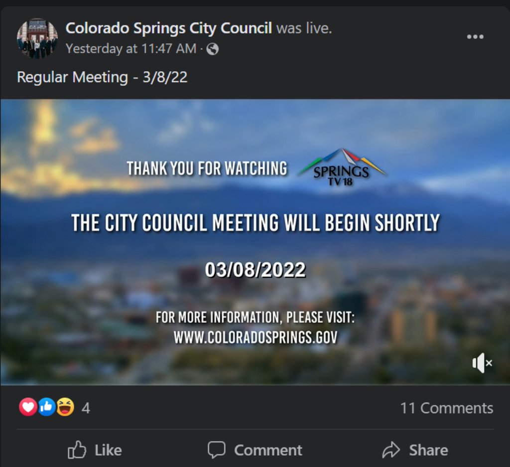 Colorado Springs video stream.