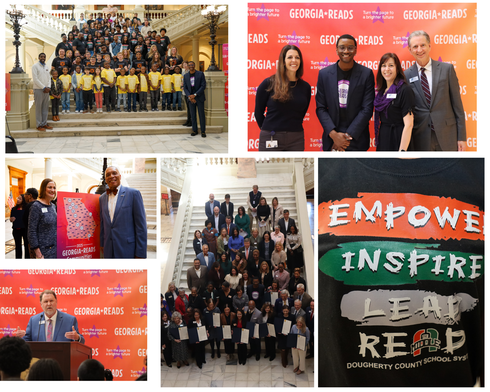 Collection of images highlighting 2025 Georgia Reads Day at the Capitol. 