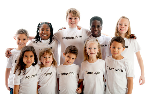diverse children standing together 